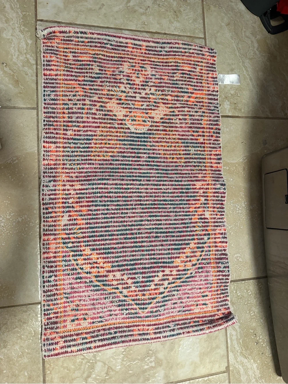 Anthropologie Multicolor Woven Door Mat in Pink, Orange and Blue